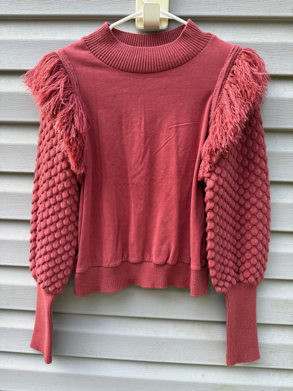 Anthropologie | Dolan Cropped Textured Quilted Fringe Sweater size Medium